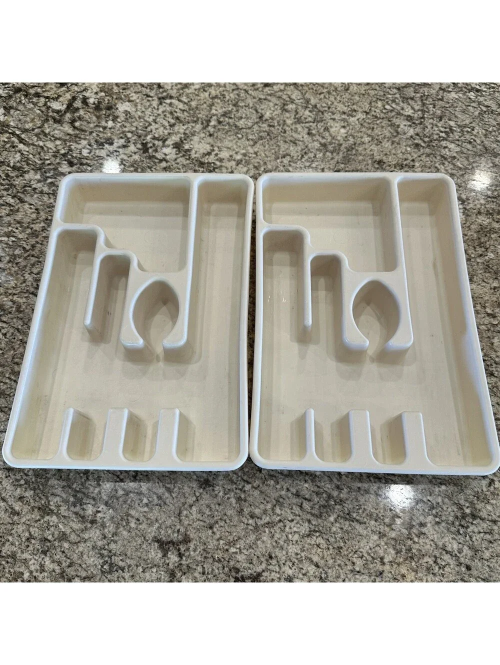 2X Vtg ✅Rubbermaid 2921 Almond Tan Silverware Tray Drawer Utensil Organizer 13x9